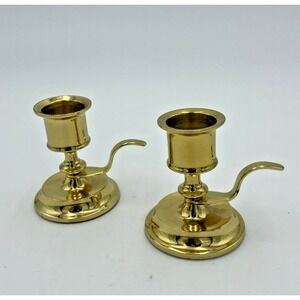 Partylite Pair  Small‎ Brass Candlesticks Candle Holder Thumb Ring Holder 2.5"